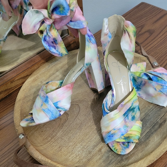 Jessica Simpson Shoes - NEW Jessica Simpson Noelene 8 M Watercolor Pastel Color Heels Silky Ankle Strap